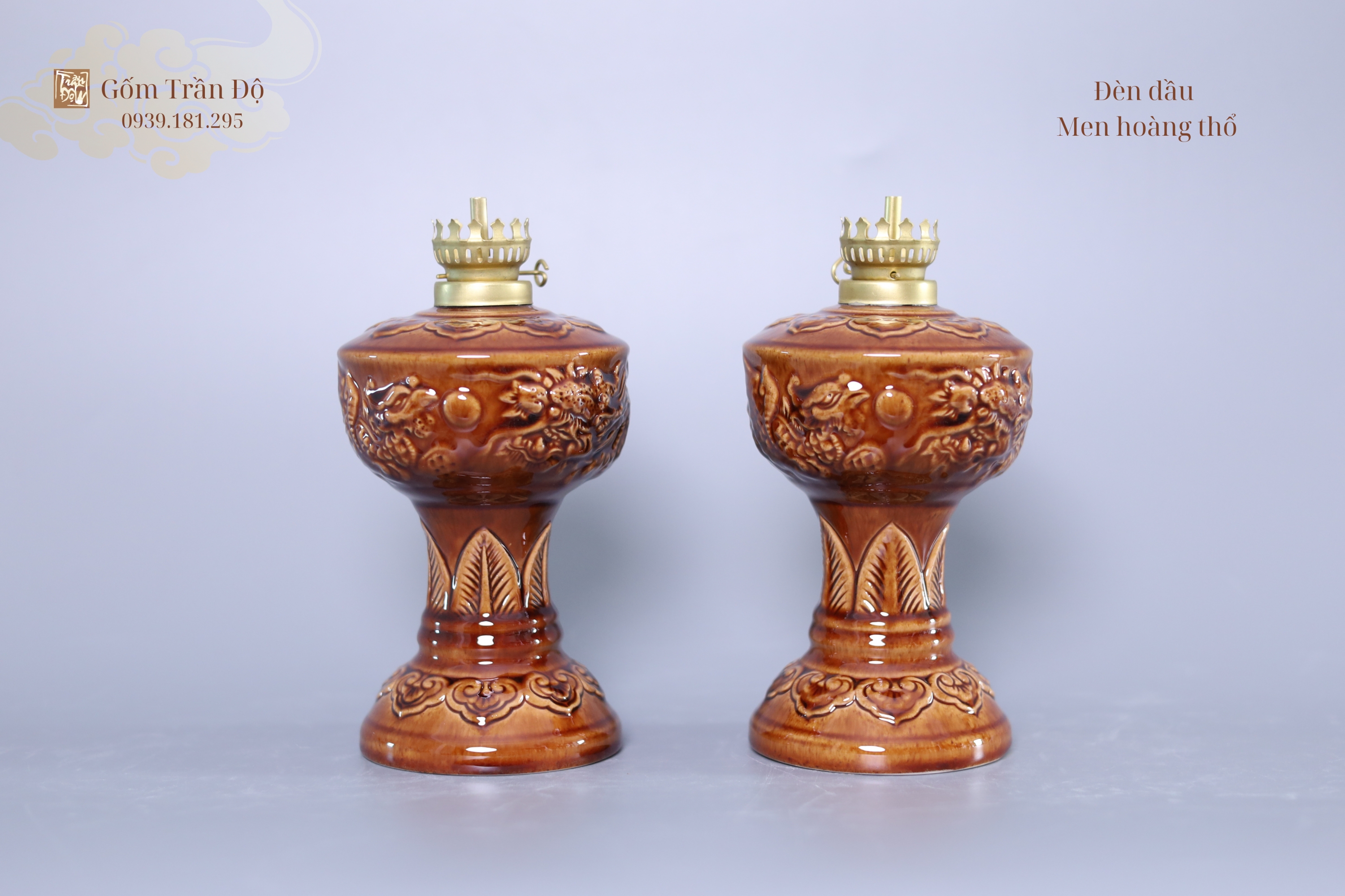Đèn dầu Men Hoàng Thổ